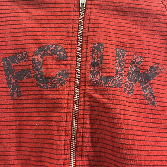 Red Black Striped FCUK Zip Up Hoodie French connection - Picture 5 of 5